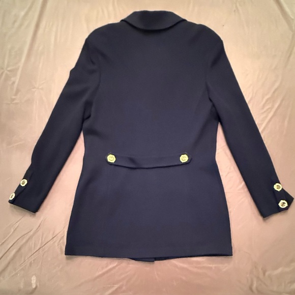 RARE St John Navy Sweater Gold Button Blazer Size 10/Large MSRP $1595 - Picture 2 of 14